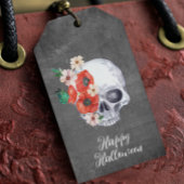 Bloemenschedel Halloween Cadeaulabel