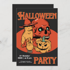 Bloemenschedel Halloween Folie Invitation Spooky P Kaart