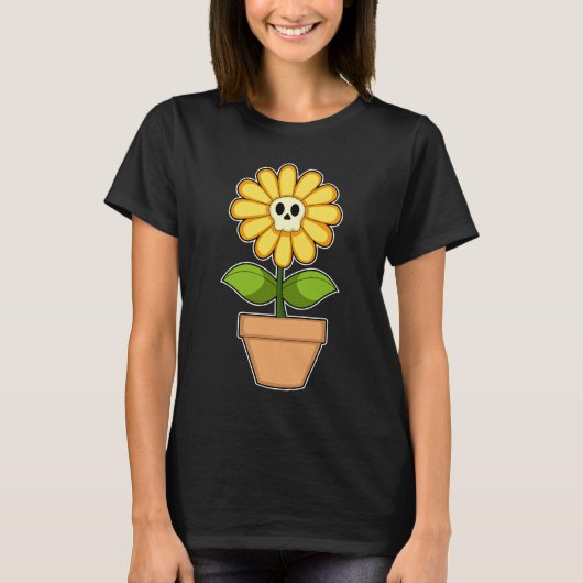 Bloemenschedel Halloween T-shirt (Voorkant)
