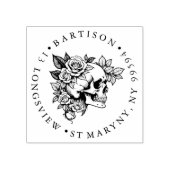 Bloemenschedel Houten ADRES RUBBER STEMPEL (Afrduk)