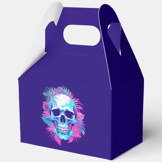 Bloemenschedel in Vaporwave-stijl Bedankdoosjes (Achterkant)
