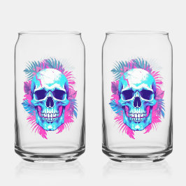 Bloemenschedel in Vaporwave-stijl Blikvorm Glas