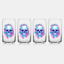 Bloemenschedel in Vaporwave-stijl Blikvorm Glas