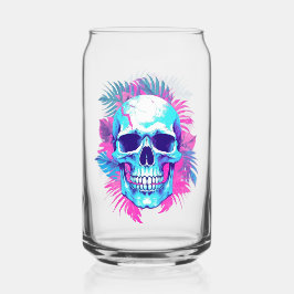 Bloemenschedel in Vaporwave-stijl Blikvorm Glas