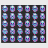 Bloemenschedel in Vaporwave-stijl Cadeaupapier (Vlak)