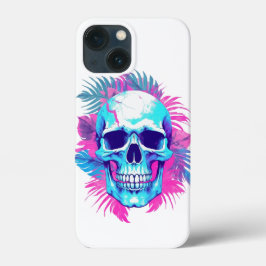 Bloemenschedel in Vaporwave-stijl Case-Mate iPhone Case