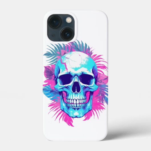 Bloemenschedel in Vaporwave-stijl Case-Mate iPhone Case (Achterkant)