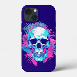 Bloemenschedel in Vaporwave-stijl Case-Mate iPhone Case