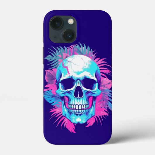 Bloemenschedel in Vaporwave-stijl Case-Mate iPhone Case (Achterkant)