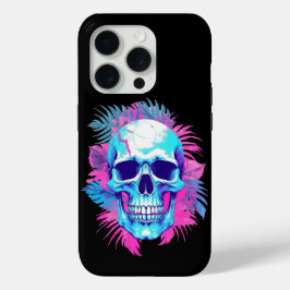 Bloemenschedel in Vaporwave-stijl iPhone 15 Pro Case