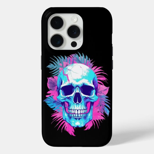 Bloemenschedel in Vaporwave-stijl Case-Mate iPhone Case (Achterkant)