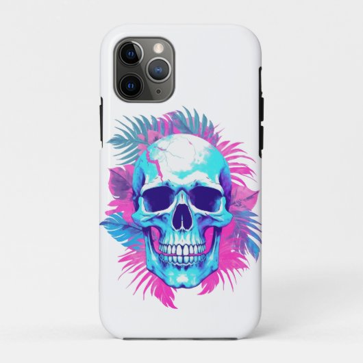 Bloemenschedel in Vaporwave-stijl Case-Mate iPhone Case (Achterkant)