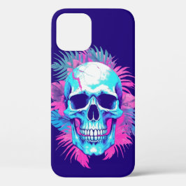 Bloemenschedel in Vaporwave-stijl Case-Mate iPhone Case