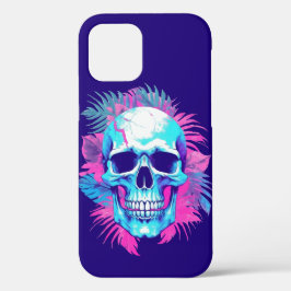 Bloemenschedel in Vaporwave-stijl Case-Mate iPhone Case