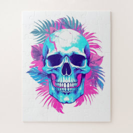 Bloemenschedel in Vaporwave-stijl Legpuzzel