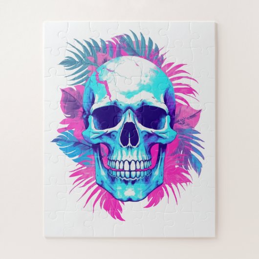 Bloemenschedel in Vaporwave-stijl Legpuzzel (Verticaal)