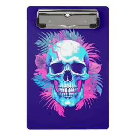 Bloemenschedel in Vaporwave-stijl Mini Klembord