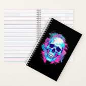 Bloemenschedel in Vaporwave-stijl Notitieboek (Binnen)