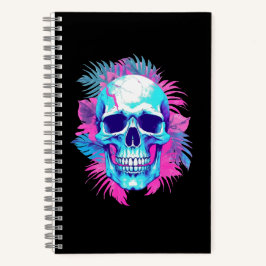 Bloemenschedel in Vaporwave-stijl Notitieboek
