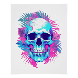 Bloemenschedel in Vaporwave-stijl Perfect Poster