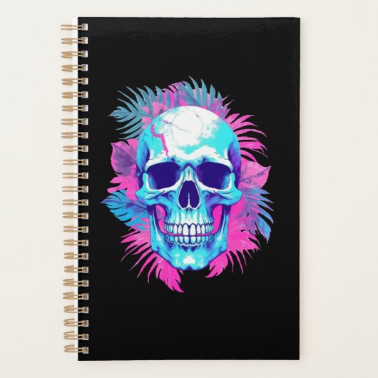 Bloemenschedel in Vaporwave-stijl Planner (Voorkant)