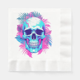Bloemenschedel in Vaporwave-stijl Servet