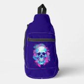 Bloemenschedel in Vaporwave-stijl Sling Bag (Voorkant)