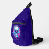 Bloemenschedel in Vaporwave-stijl Sling Bag (Rechterhoek)
