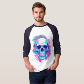 Bloemenschedel in Vaporwave-stijl T-shirt (Voorkant volledig)
