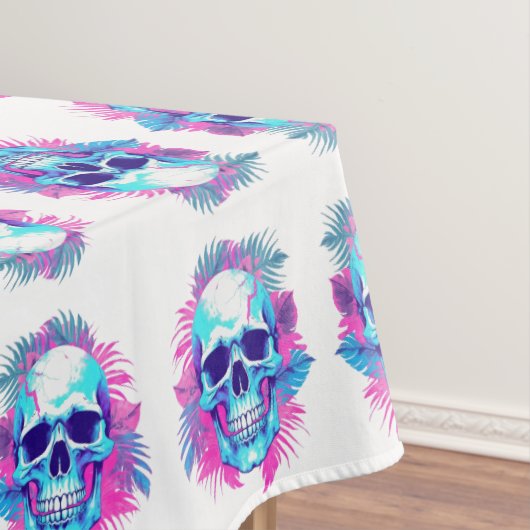 Bloemenschedel in Vaporwave-stijl Tafelkleed (Voorbeeld)