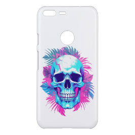 Bloemenschedel in Vaporwave-stijl Uncommon Google Pixel XL Hoesje