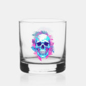 Bloemenschedel in Vaporwave-stijl Whisky Glas (Achterkant)