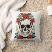 Bloemenschedel met kaarsen Halloween Kussen (Deken)