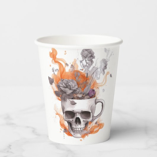 Bloemenschedel mok papieren bekers (Achterkant)