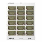 Bloemenschedel Olijfgroene Gotische Retouradreslab Etiket (Full Sheet)