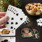 Bloemenschedel op je boeken pokerkaarten (Insitu)