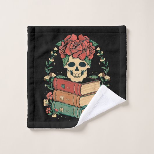 Bloemenschedel op je boeken washandje (Wasdoekje)