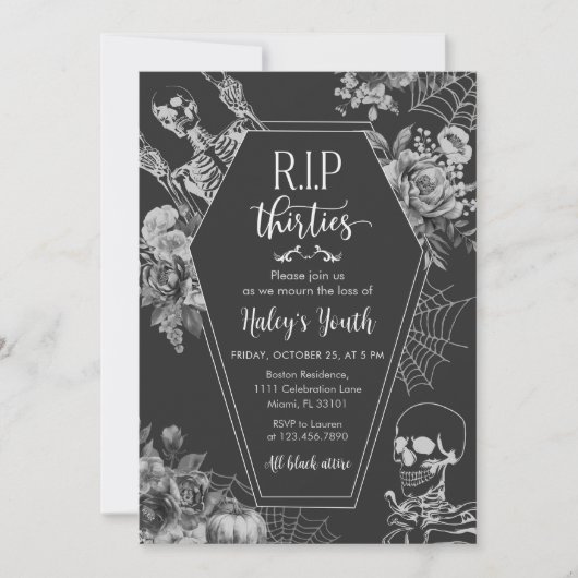 Bloemenschedel RIP Dertiger 40ste verjaardag Kaart (Voorkant)
