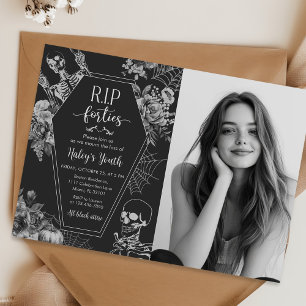 Bloemenschedel RIP Veertigers 50ste Verjaardagsfee Kaart