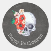 Bloemenschedel Ronde Sticker (Voorkant)