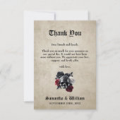 Bloemenschedel rustieke elegante Halloween bruilof Bedankkaart (Voorkant)