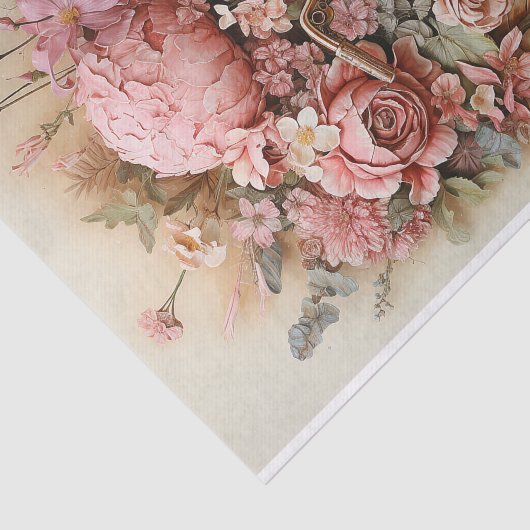 Bloemenschedel Waterverf Decoupage Tissuepapier (Detail)