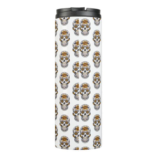 Bloemenschedelpatroon thermische tumbler thermosbeker (Achterkant)