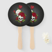 Bloemenschedels Dia de los Muertos | Handventilato Handwaaier (Voorkant en achterkant)