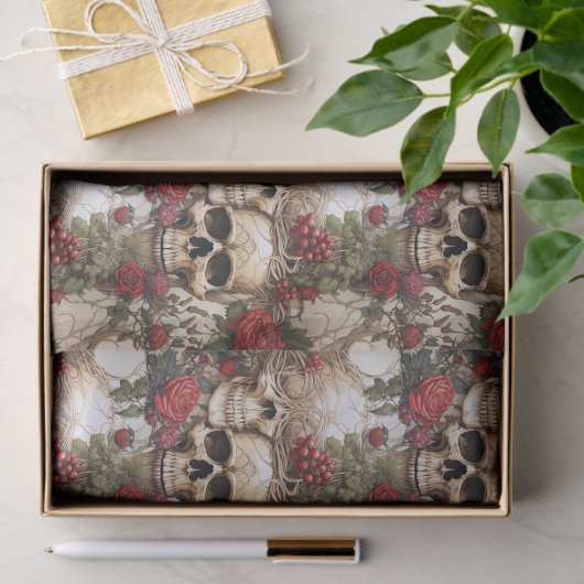 Bloemenschedels Rode rozen Gotisch Tissuepapier (Geschenk)