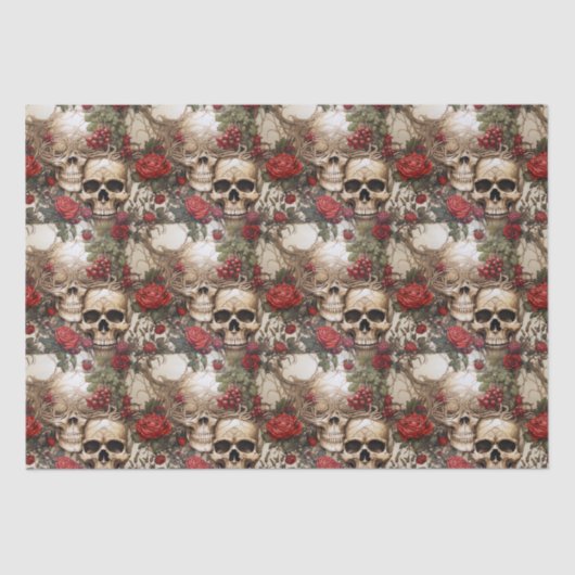 Bloemenschedels Rode rozen Gotisch Tissuepapier (Voorkant)