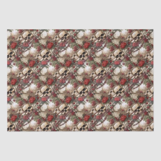 Bloemenschedels Rode Rozen Gotische Bruiloft Hallo Tissuepapier (Voorkant)