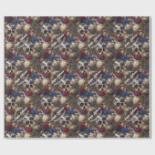 Bloemenschedels Rozen Blauw Bloemen Gotisch Cadeaupapier (Vlak)