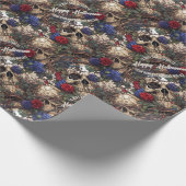 Bloemenschedels Rozen Blauw Bloemen Gotisch Cadeaupapier (Hoek)