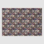 Bloemenschedels Rozen Blauw Bloemen Gotisch Tissuepapier (Voorkant)